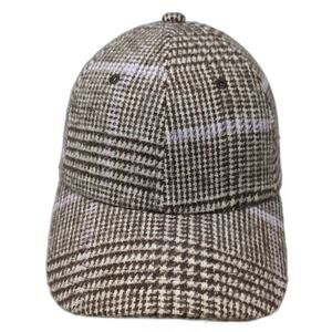 A New Day Baseball Cap Brown One Size Glen Plaid Purple Strapback Buckle Hat